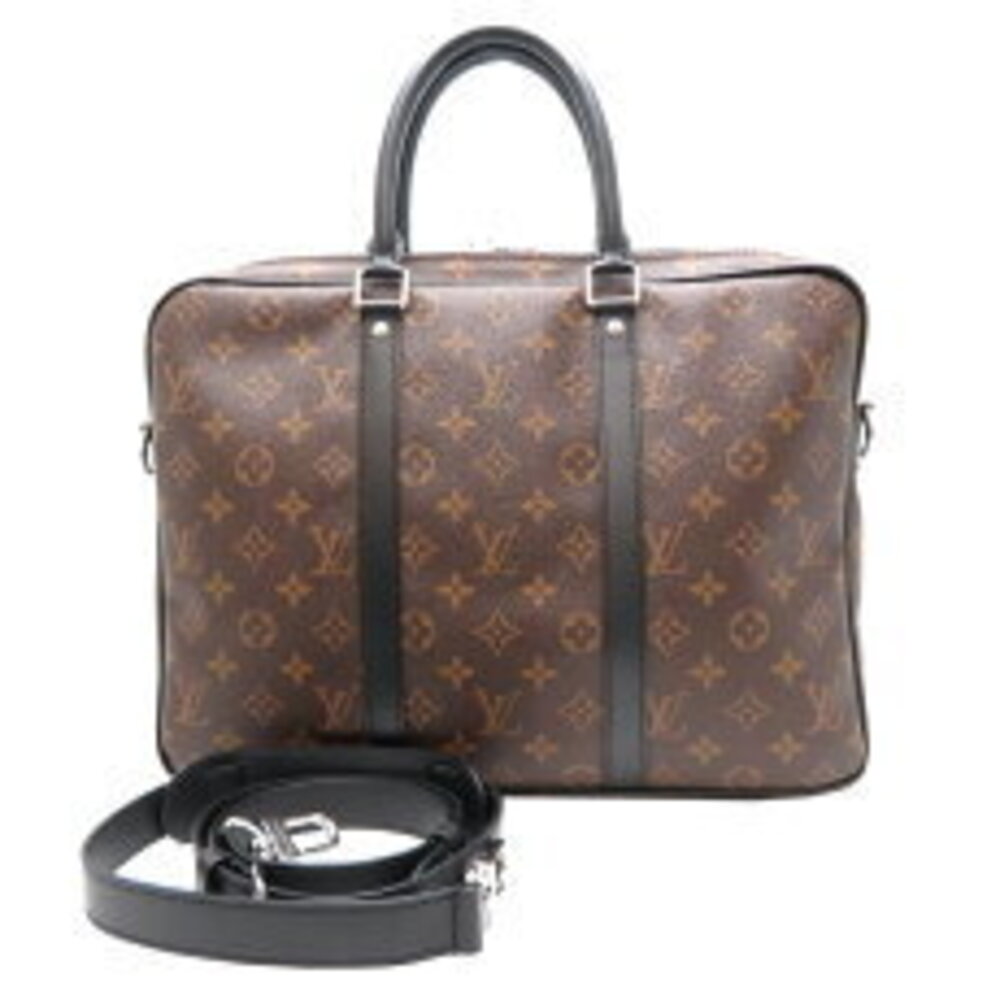Louis Vuitton Porte Documents Voyage Business Bag Monogram Macassar Brown